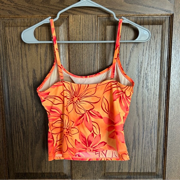 Liquid Blue Orange and Pink Floral Bikini Top - Picture 2 of 6